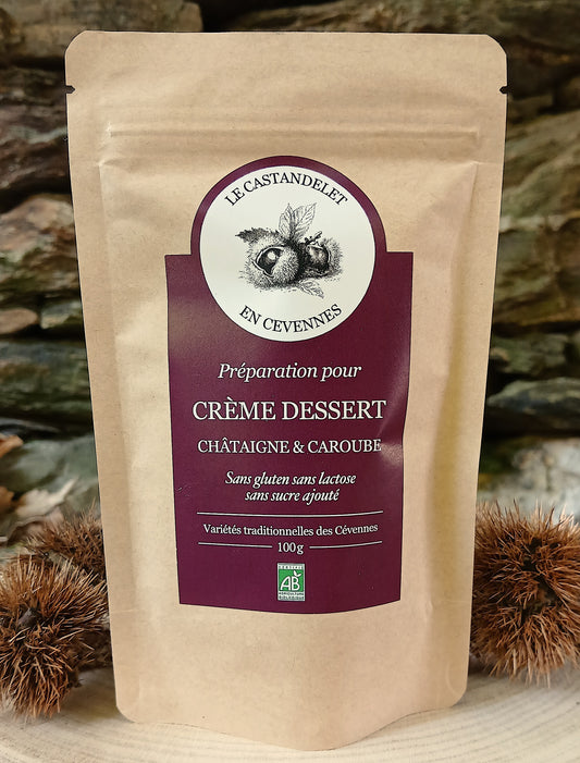 Préparation pour crème dessert châtaigne-caroube