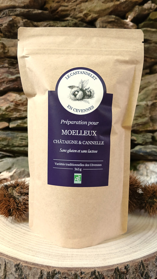 Préparation pour moelleux châtaigne-cannelle